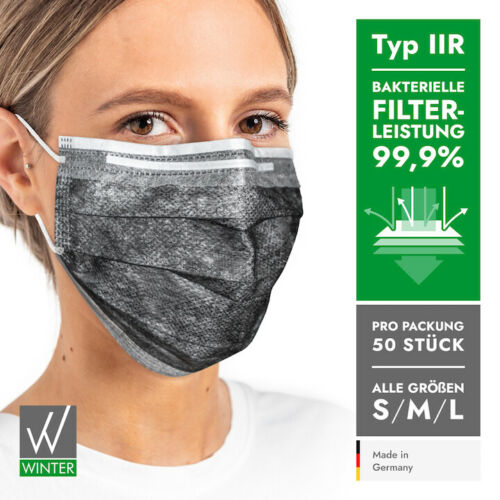 Medizinische-Maske-OP-Maske-Typ-IIR-Mundschutz-Schwarz-Weiss-Winter-Group