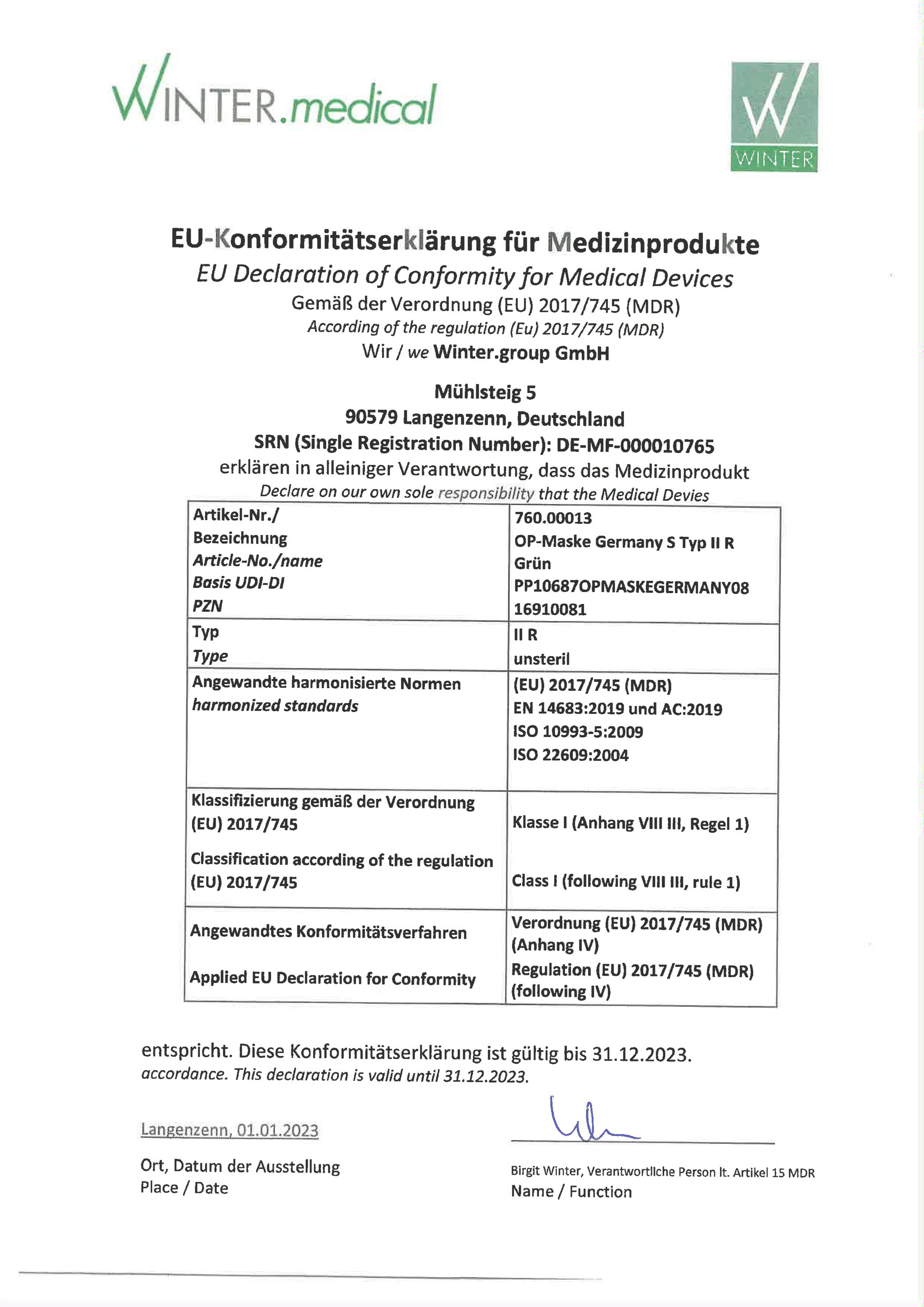 Medizinische Einweg OP-Masken 50 Stk. - Grün