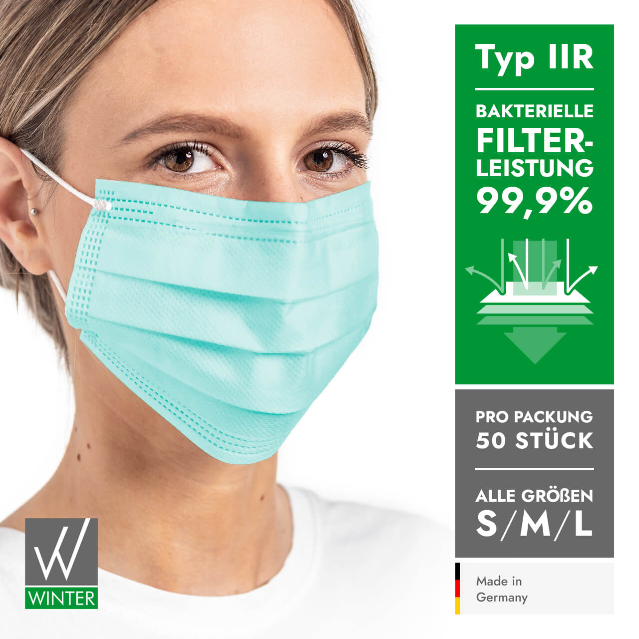 CALIYO OP-Masken 50 Stück – CE-zertifiziert Nach Produktbild-Vorschau 2